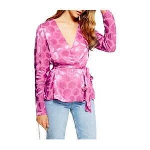 Spot Jacquard Wrap Top